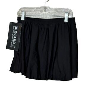 New Miraclesuit Black Solid Skirt Brief Swim Bottom Size US 8 Miracle Suit